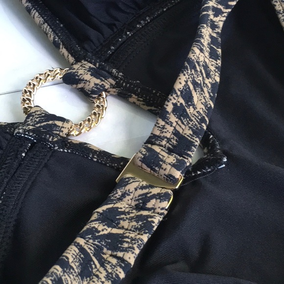 Michael Kors Chain Ring Halter One Piece swimsuit - Picture 6 of 8
